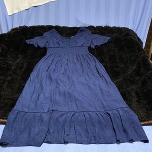 Elegant Navy Blue Midi Dress